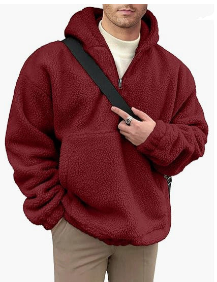 Herren Fleece Pullover Kuschelig Halbzipper Design