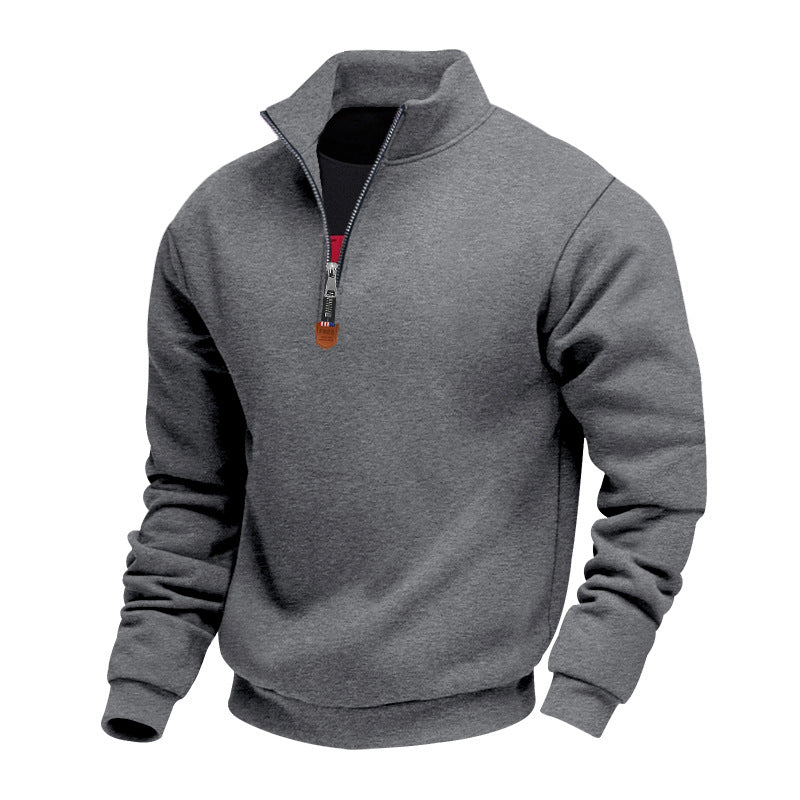 Herren Pullover Sportlich Halbzipper Stehkragen