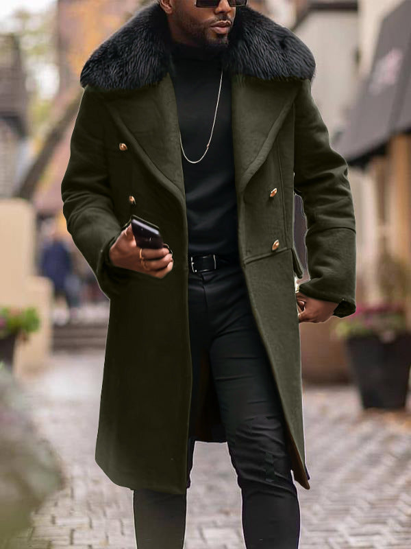 Herren Langmantel Elegantes Design Luxus Fellkragen