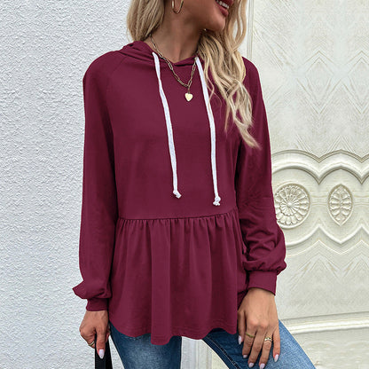 Stylische Kapuzenpullover Frauen Rüschen Detail