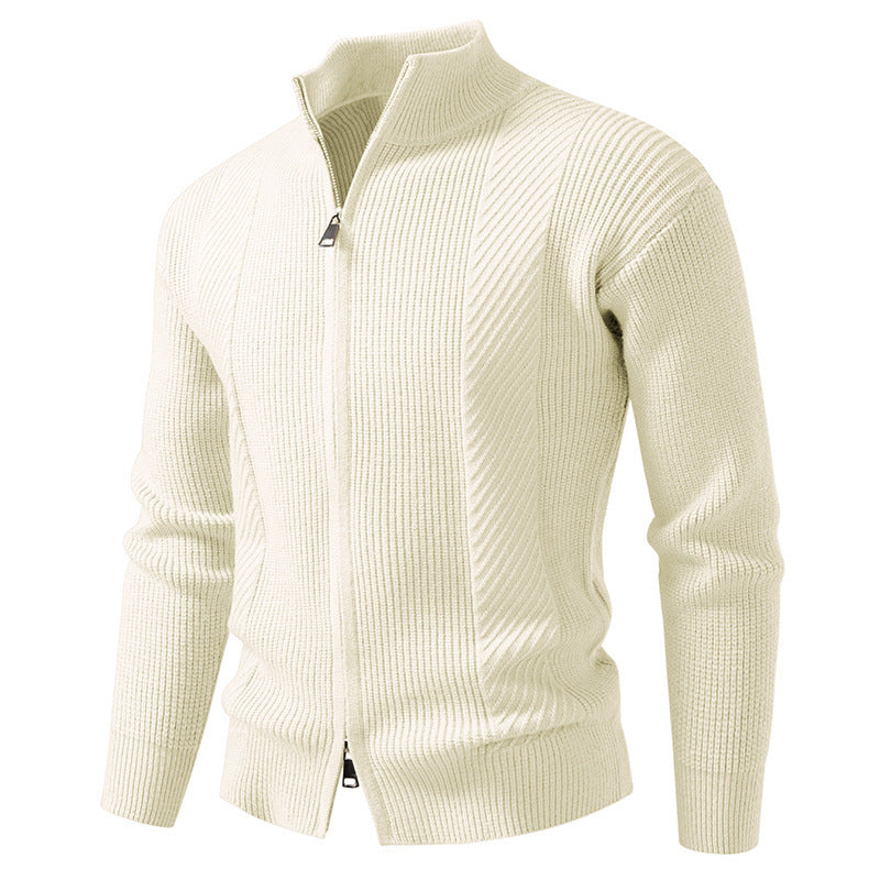 Herren Strickjacke Modern Stehkragen Reißverschluss