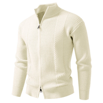 Herren Strickjacke Modern Stehkragen Reißverschluss