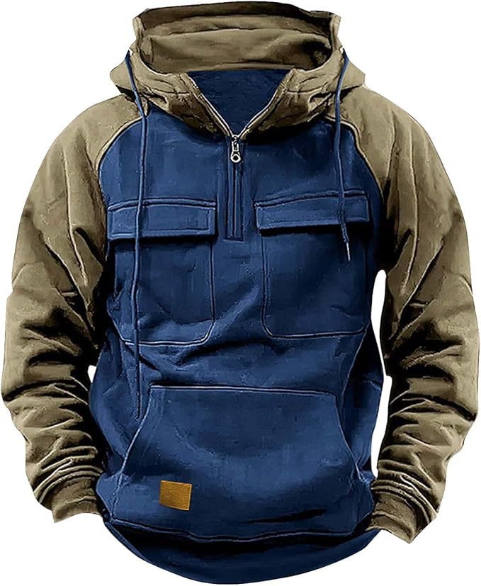 Herren Hoodie Sportlich Kapuze Taschen