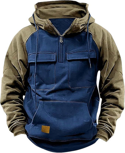 Herren Hoodie Sportlich Kapuze Taschen
