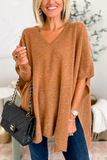 Damen Pullover Weich Oversized Geschnitten