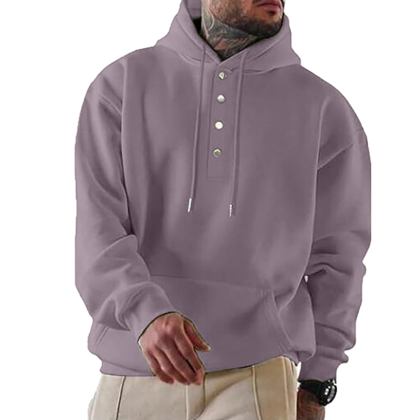 Herren Hoodie Kapuze Trendy Knopfverschluss Praktisch