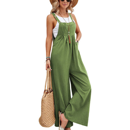 Damen Jumpsuit Modern Weites Bein Verstellbar