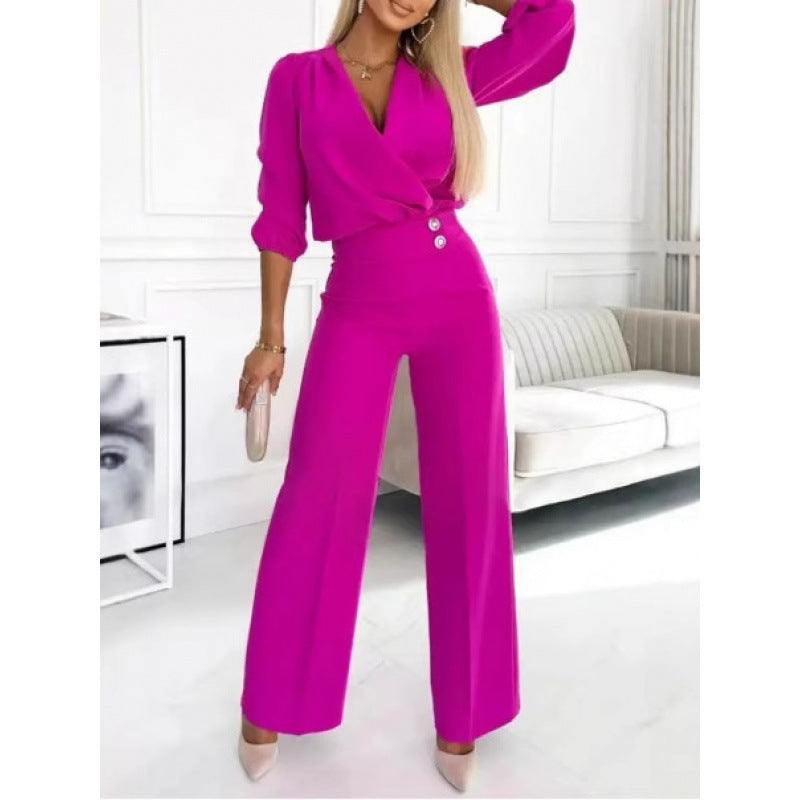 Damen Jumpsuit Elegant Weite Beine Abendkleid - IdealeKleiden