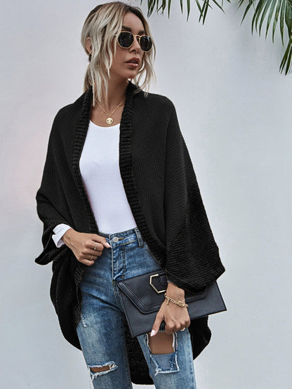 Weite Strickjacke Damen Oversized Wolle Fledermausärmel