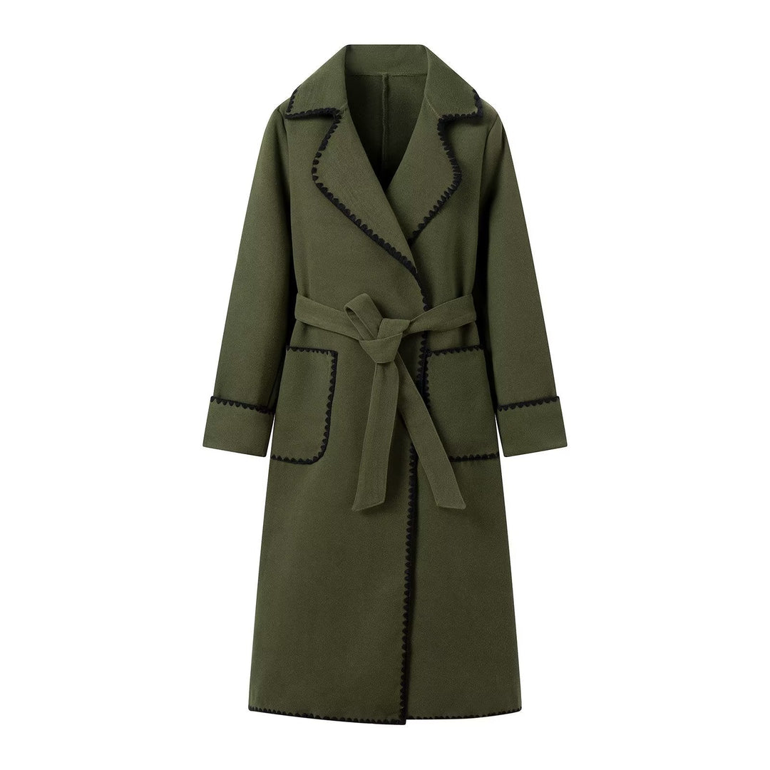 Damen Übergangsjacke Elegant Gürtel Luxus Taschen