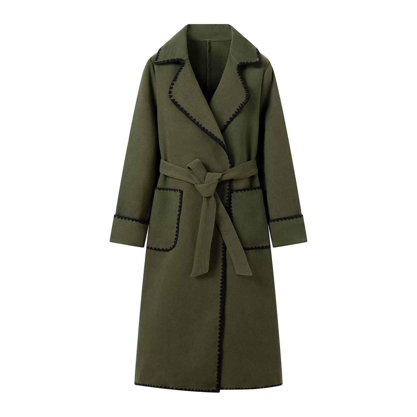 Damen Übergangsjacke Elegant Gürtel Luxus Taschen