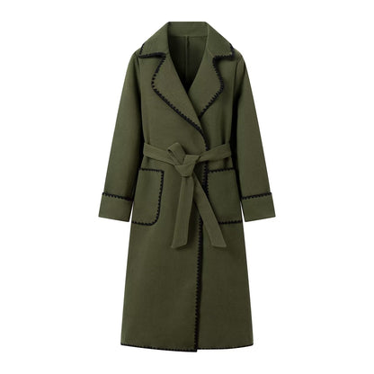 Damen Übergangsjacke Elegant Gürtel Luxus Taschen