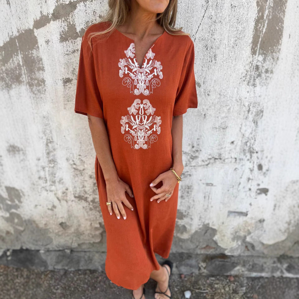 Sommerkleid Damen Stickerei Elegant - IdealeKleiden