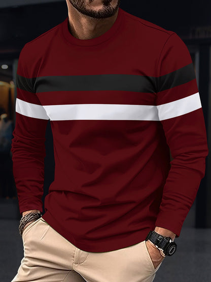 Herren Langarmshirt Sportlich Streifen Modisch