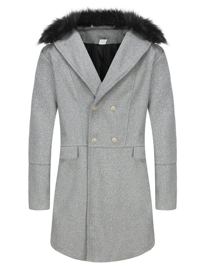 Herren Langmantel Elegantes Design Luxus Fellkragen