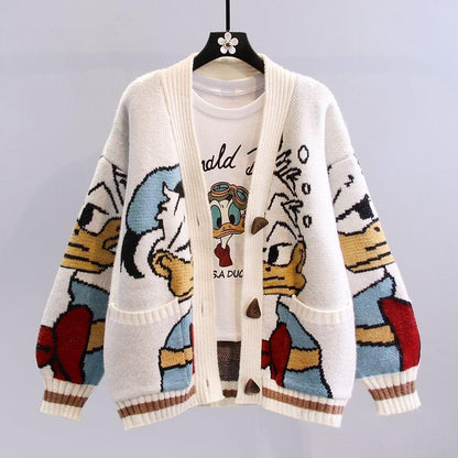 Damen Strickcardigan Groß Verspielt Frauen Pullover