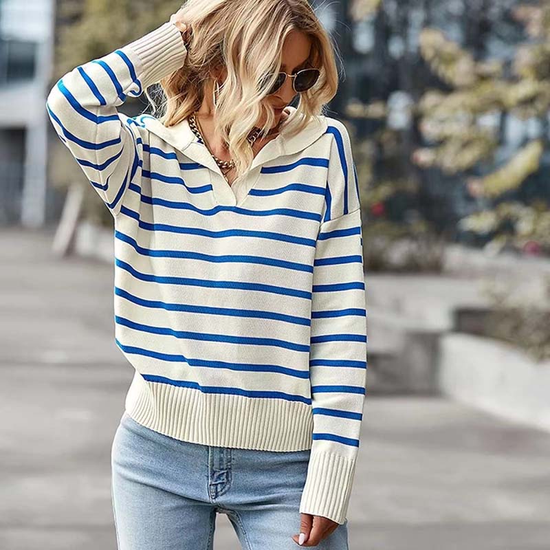 Damen Strickpullover Winter Gestreift