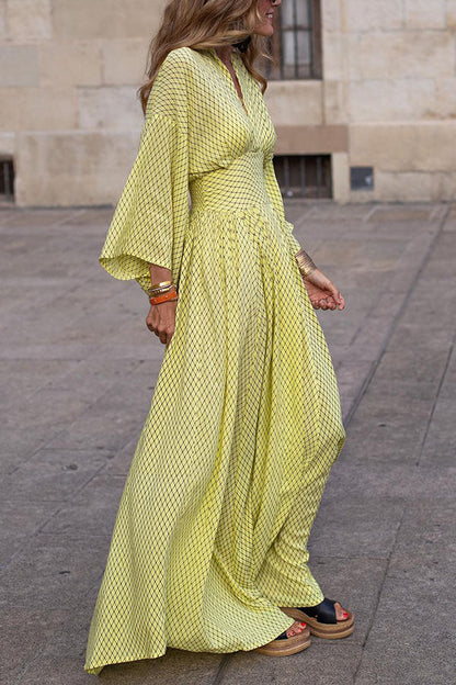 Damen Maxikleid Elegant Weit Ärmel Sommerkleid