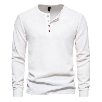 Herren Langarmshirt Strukturiert Modern Knöpfe