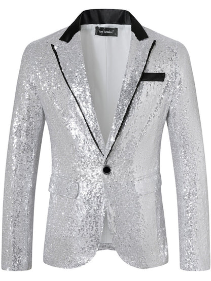 Herren Pailletten Blazer Elegant Abendwear