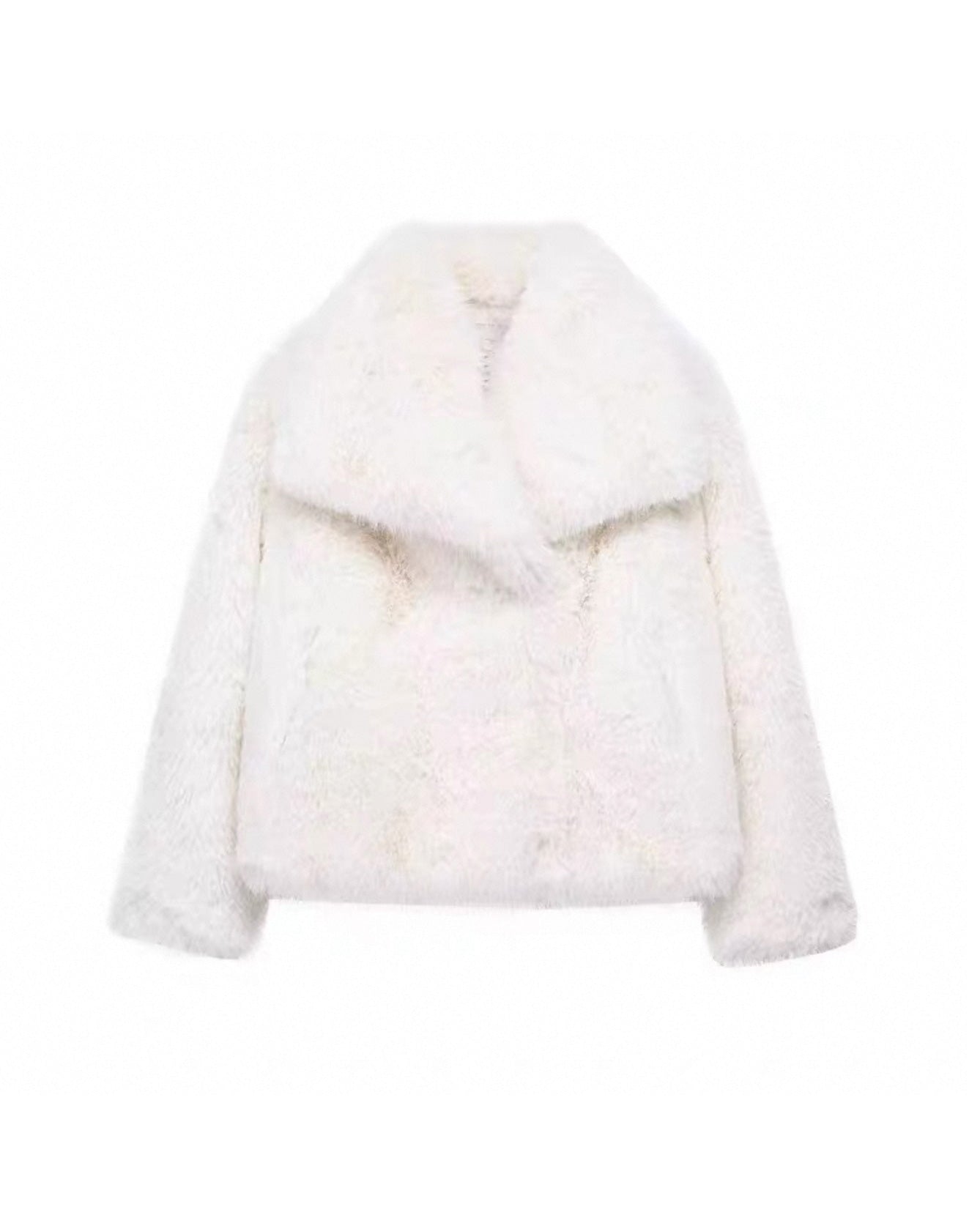 Weiche Plüschjacke Cropped Schnitt Großes Revers