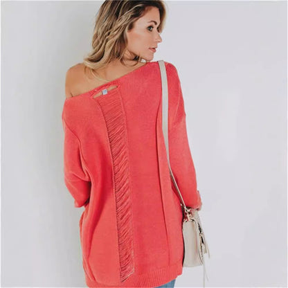 Große Strickpullover Damen V-Ausschnitt Mit Brusttasche - IdealeKleiden