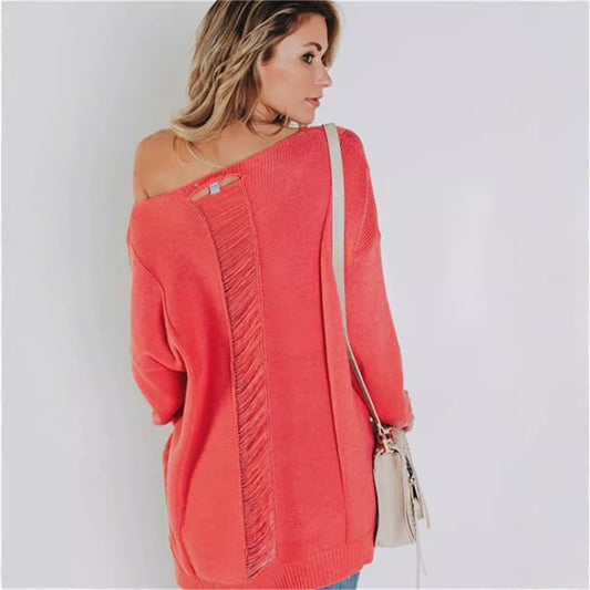 Große Strickpullover Damen V-Ausschnitt Mit Brusttasche - IdealeKleiden