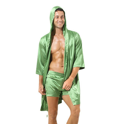 Herren Bademantel Soft Satin Qualität