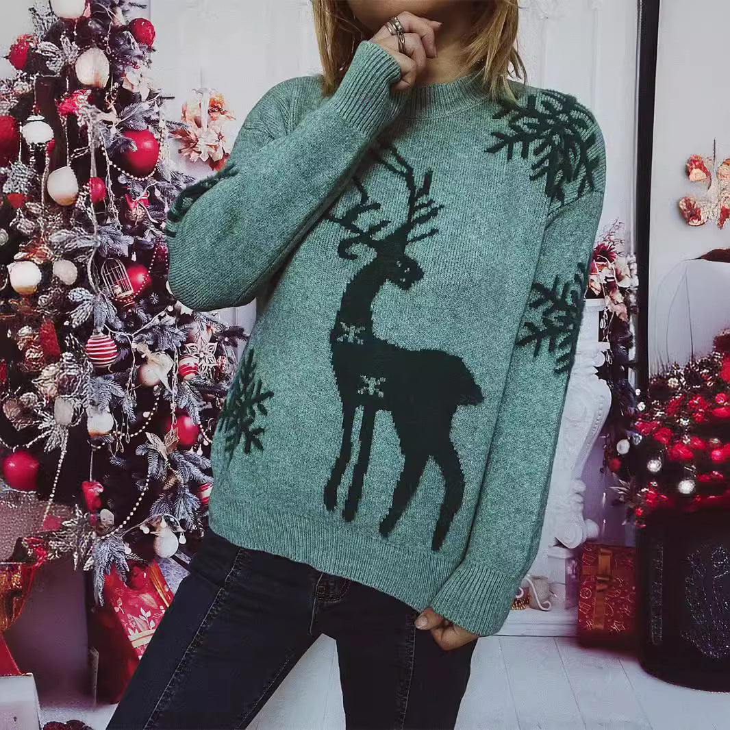 Weihnachtspullover Damen Festlich Rentier Motiv