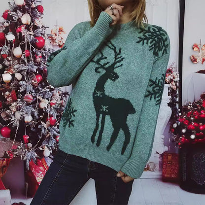 Weihnachtspullover Damen Festlich Rentier Motiv