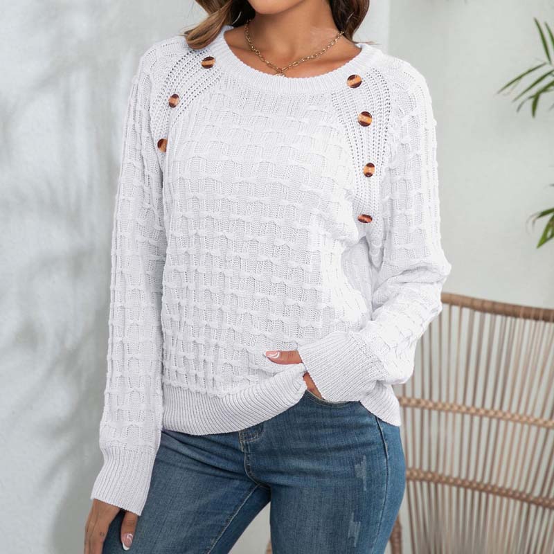 Bequemer Einfacher Strickpullover Damen Alltag