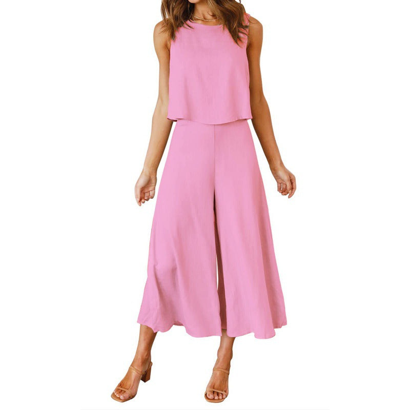 Damen Jumpsuit Elegant Fließend Weite Bein