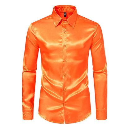 Herren Hemd Satin Glanz Elegant Knöpfe