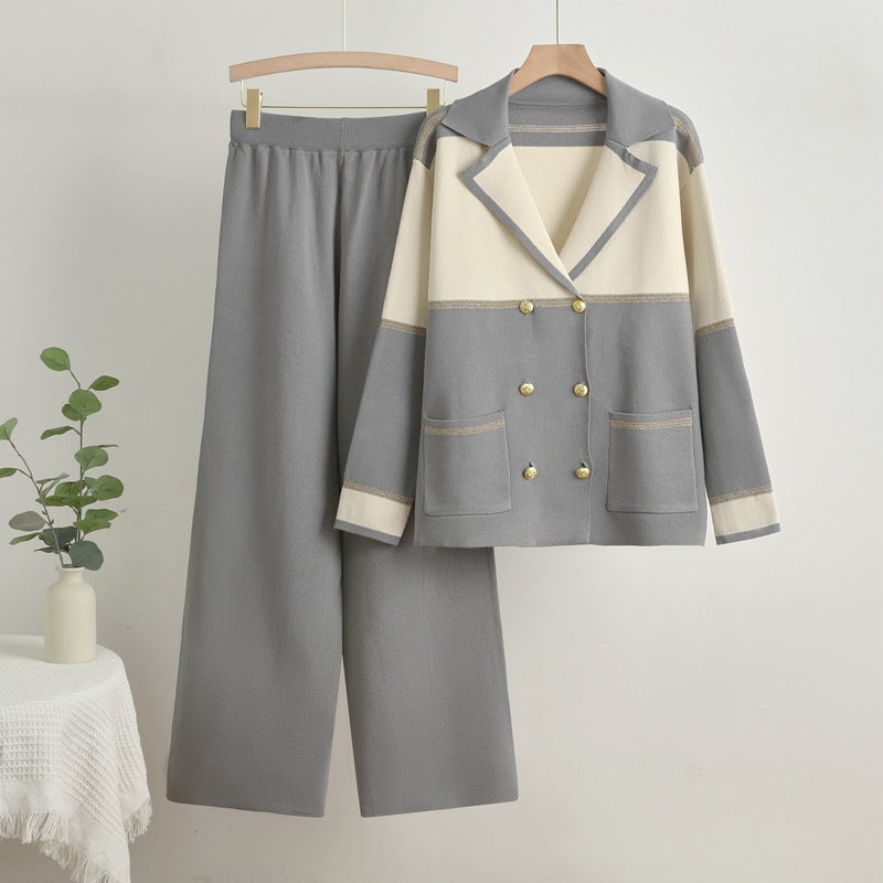 Damen Freizeitanzug-Set Elegant mit Doppelknopf