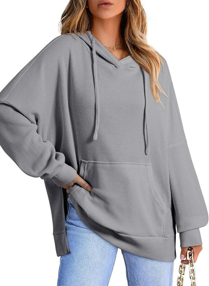 Damen Oversized Pullover Kapuze Weite Passform
