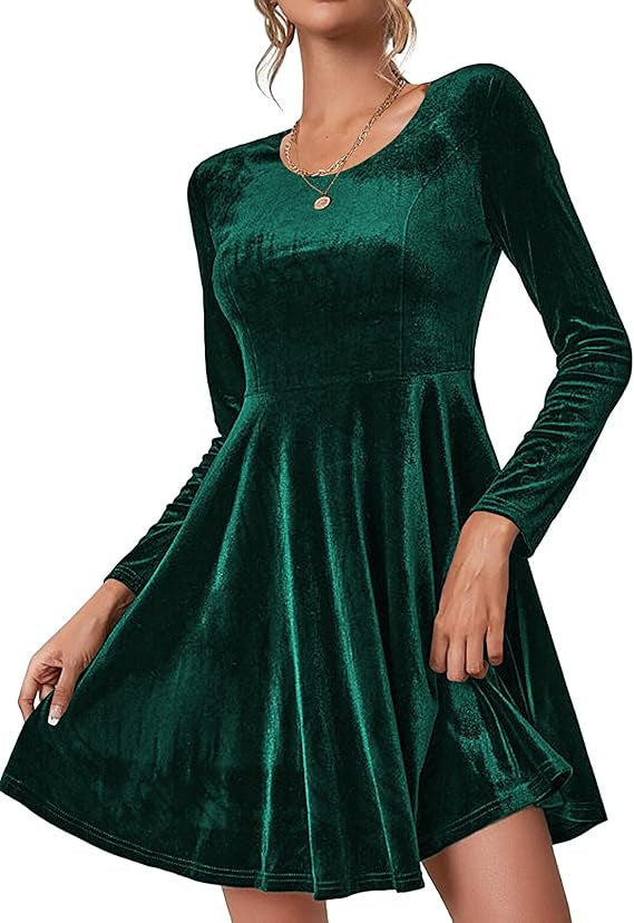 Damen Elegantes A-Linien Kleid Samt Stoff Schwarzes Abendkleid