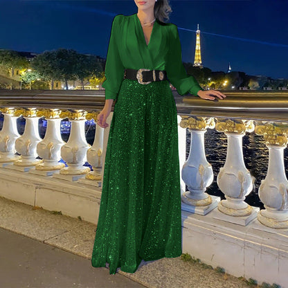 Damen Abendkleid Elegant Schimmernde Blume