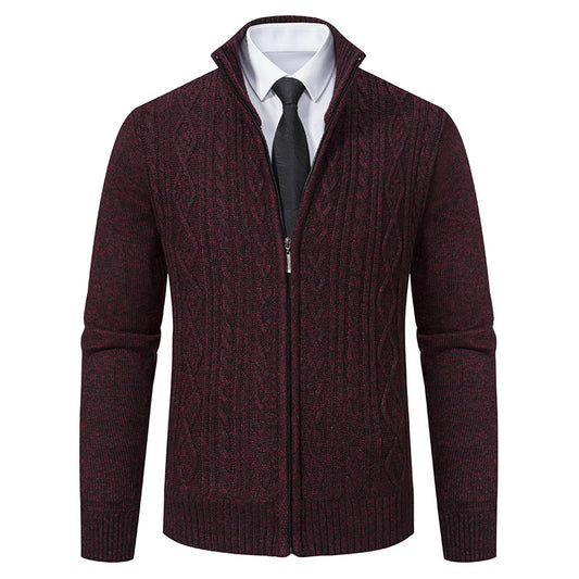 Herren Strickjacke Stehkragen Musterung Trendy - IdealeKleiden