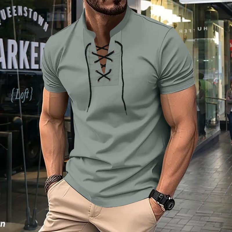 Herren Poloshirt Relaxed Fit Schnürfront