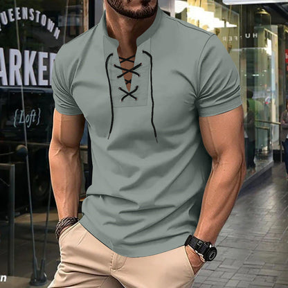 Herren Poloshirt Relaxed Fit Schnürfront