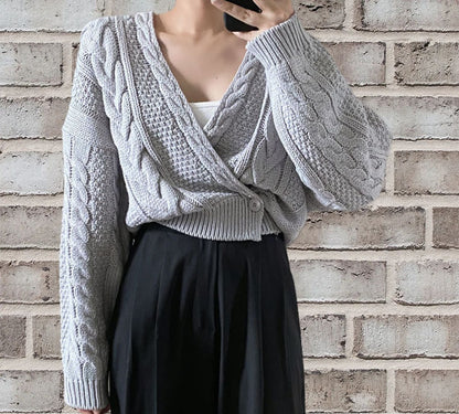 Damen Strickjacke Bequem Oversized Wollgemisch