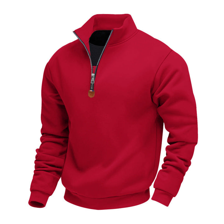 Herren Pullover Sportlich Halbzipper Stehkragen