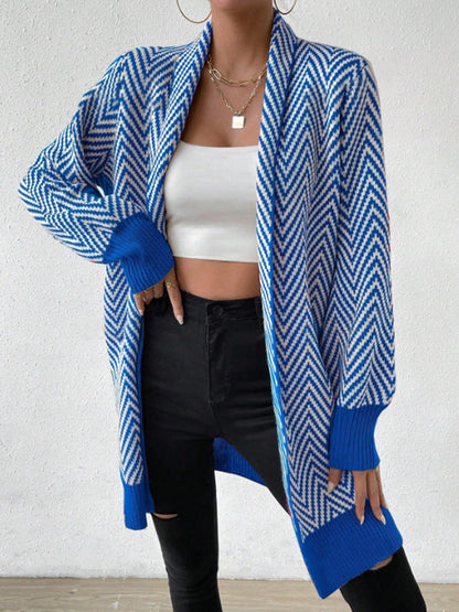 Damen Strickjacke Langarm Modern Chevron Style