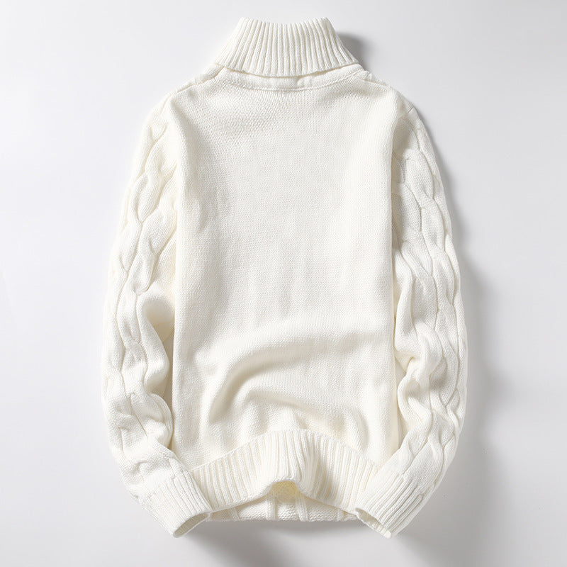 Herren Strickpullover Rollkragen Zopfmuster Elegante Mode