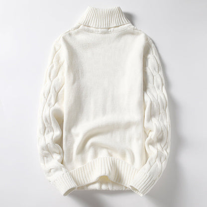 Herren Strickpullover Rollkragen Zopfmuster Elegante Mode