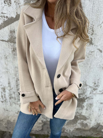Damen Blazer Klassisch Wolle Reverskragen