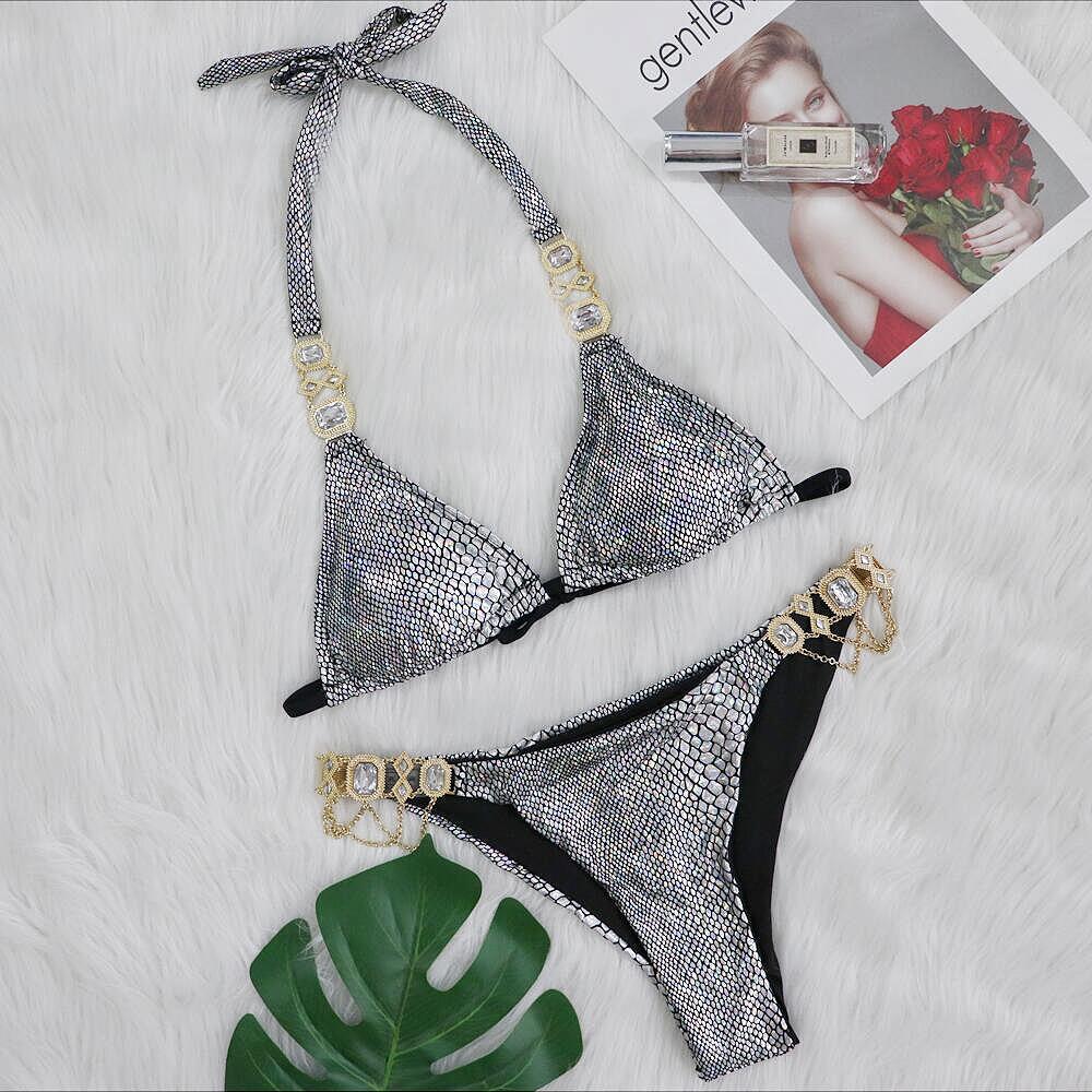 Glitzer Badeanzug Damen Diamant Effekt