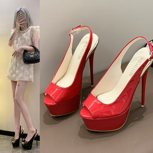 Damen High Heels Offener Rücken Stiletto Schuhe - IdealeKleiden