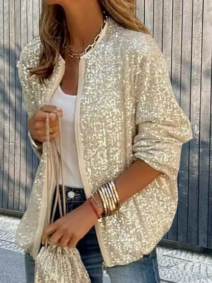 Damen Glitzerjacke Moderne Schnitt Damenkleidung