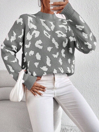 Damen Pullover Tiermuster Bequem Elegant